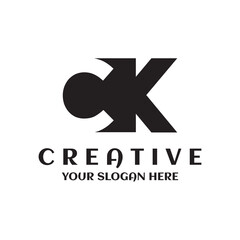 Obraz premium Simple modern creative minimal CK logo letter unique style design. Initial letter CK logo for company business. Typography graphic elegant emblem