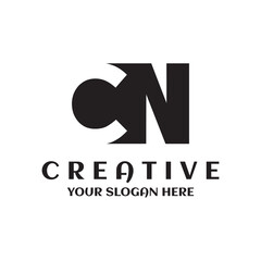 Simple modern creative minimal CN logo letter unique style design