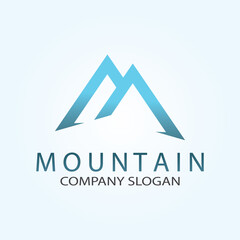 Simple abstract modern creative minimal M mountain logo symbol