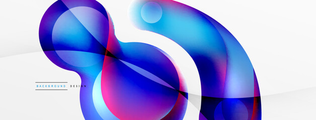 Fluid abstract background, round shapes and circle flowing design for wallpaper, banner, background or landing