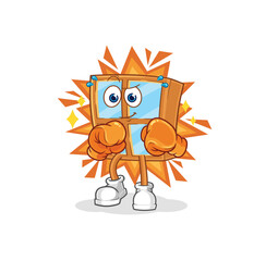 window boxer character. cartoon mascot vector