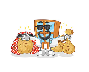 window rich arabian mascot. cartoon vector