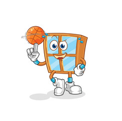 window playing basket ball mascot. cartoon vector