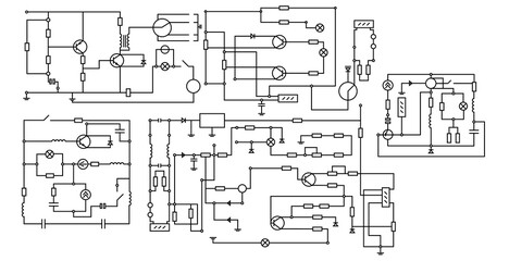 Illustration of wiring diagram on white background, banner design