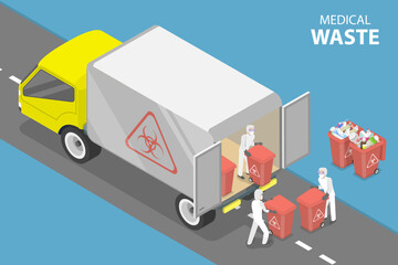 3D Isometric Flat Vector Conceptual Illustration of Hospital Waste, Disposal of Unused Medicines: