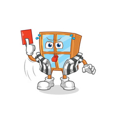 window referee with red card illustration. character vector