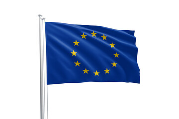 Flag of the European Union. Eu flag waving in the wind on a transparent isolated background - obrazy, fototapety, plakaty