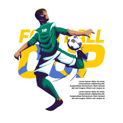 football competition illustration of a player preparing to kick the ball optimistically