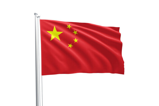Flag of China waving in the wind. Chinese flag on a isolated transparent background