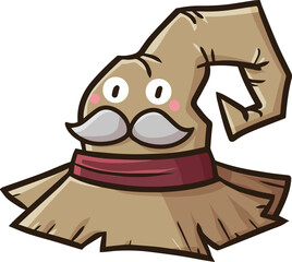 Kawaii dark green witch hat character laughing