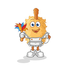 feather duster maid mascot. cartoon vector