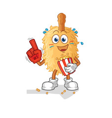 feather duster fan with popcorn illustration. character vector