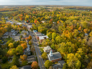 10-16-2022, Late afternoon aerial autumn image of the area surrounding the Village of Trumansburg,...