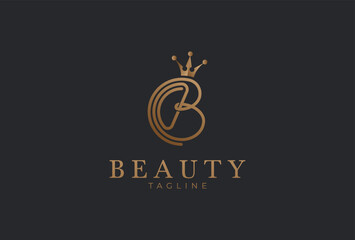 Letter B Logo, elegant letter L with gold colour,  vector illustration