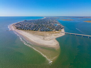 Ocean City aerial view at Great Egg Harbor at the background, Ocean City, Cape May County, New Jersey NJ, USA. 