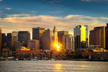 Boston cityscape at sunset