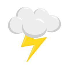 Cloud Lightning Sign Emoji Icon Illustration. Storm Vector Symbol Emoticon Design Clip Art Sign Comic Style.