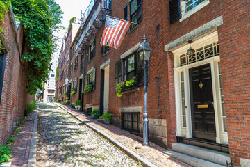 Fototapeta na wymiar Historic Acorn Street in Boston