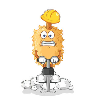 feather duster drill the ground cartoon character vector
