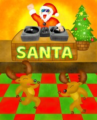 クリスマスを祝うサンタクロース