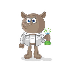 tapir scientist character. cartoon mascot vector