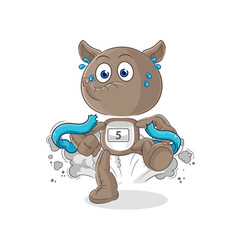 tapir runner character. cartoon mascot vector