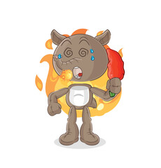 tapir eat hot chilie mascot. cartoon vector