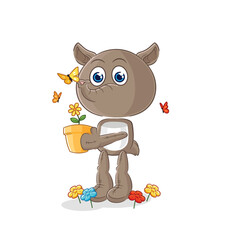 tapir with a flower pot. character vector