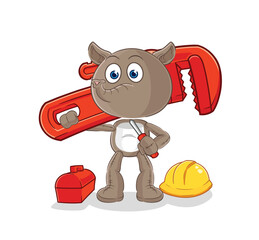 tapir plumber cartoon. cartoon mascot vector