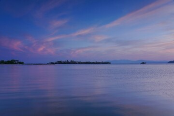 日没後の琵琶湖の夕焼け情景＠滋賀