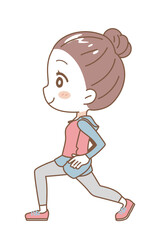 Illustration of a woman exercising, full body view.