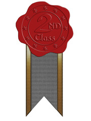 Second Class Red Wax Seal with Ribbon