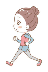 Illustration of a woman running, full body view.