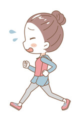 Illustration of a woman running, full body view.