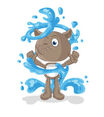 tapir fresh with water mascot. cartoon vector
