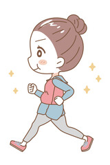 Illustration of a woman running, full body view.