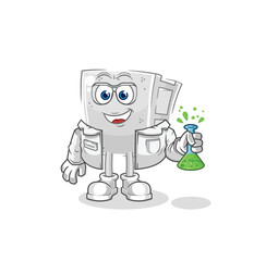 concrete brick scientist character. cartoon mascot vector