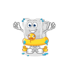 concrete brick with duck buoy cartoon. cartoon mascot vector
