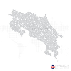 Costa Rica grey map isolated on white background with abstract mesh line and point scales. Vector illustration eps 10