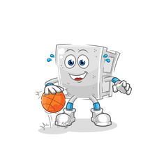 concrete brick dribble basketball character. cartoon mascot vector