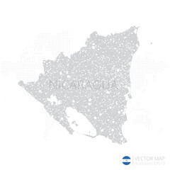 Nicaragua grey map isolated on white background with abstract mesh line and point scales. Vector illustration eps 10