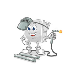 concrete brick welder mascot. cartoon vector