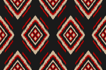 Ethnic ikat seamless pattern in tribal. Aztec geometric ethnic ornament print. Ikat pattern style. Design for background, wallpaper, illustration, fabric, clothing, carpet, textile, batik, embroidery.