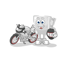 concrete brick racer character. cartoon mascot vector