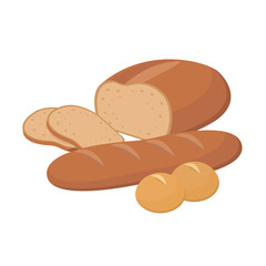 Vector illustration of three types of bread.