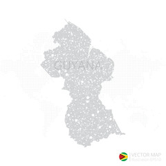 Guyana grey map isolated on white background with abstract mesh line and point scales. Vector illustration eps 10