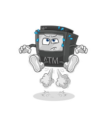 Fototapeta premium ATM machine fart jumping illustration. character vector