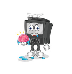 Naklejka premium ATM machine no brain vector. cartoon character