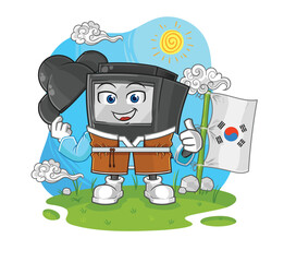 ATM machine korean culture vector. cartoon character