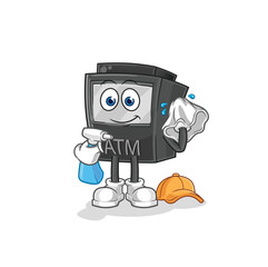 ATM machine cleaner vector. cartoon character